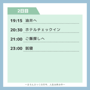 隠岐諸島2日目のタイムスケジュール 