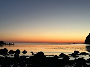 油井海岸から見える夕日